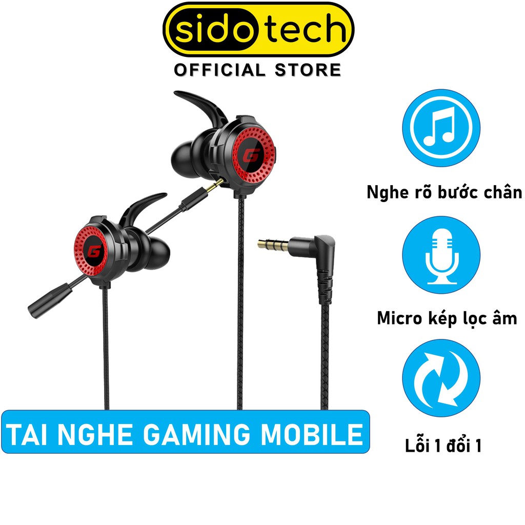 Tai nghe chơi game điện thoại SIDOTECH G11 Gaming có mic 360 độ nghe tiếng bước chân chơi PUBG mobile / FF / ROS / Csgo