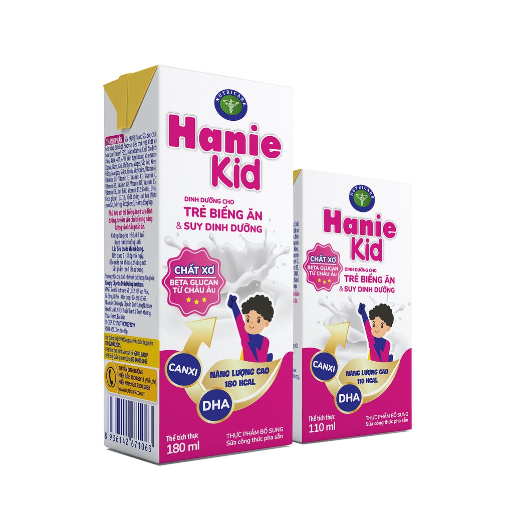 Lốc Sữa Bột Pha Sẵn Hanie Kid 110ml (110ml x 4 hộp)