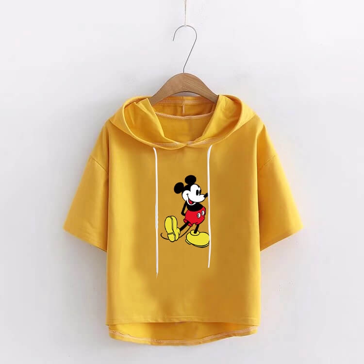Áo Hoodie Có Nón Ngắn Tay Thời Trang Cho Nữ