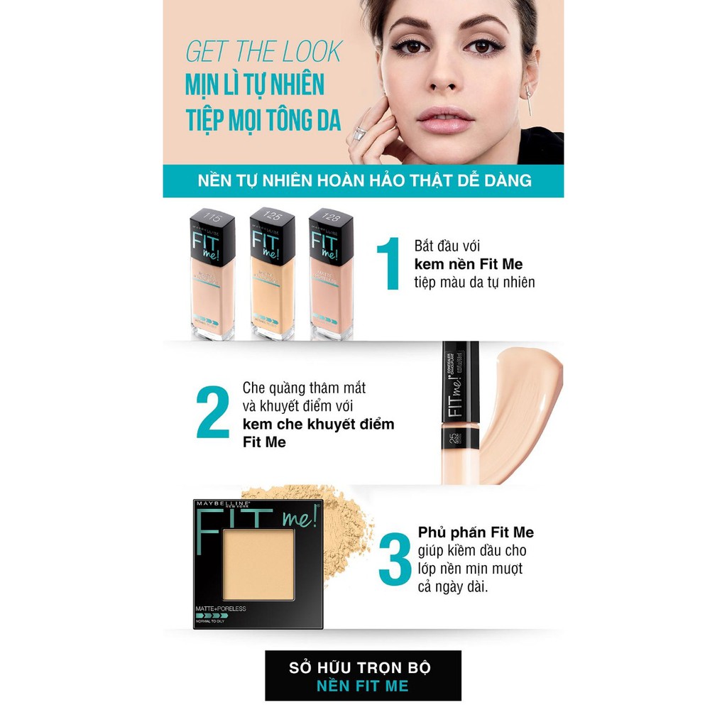 Kem Nền Mịn Lì Maybelline Fit Me Matte + Poreless Foundation 30ml (Có Vòi Pump) | BigBuy360 - bigbuy360.vn