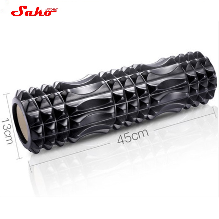 Con lăn Yoga Massage Foarm Roller, ống trụ lăn xốp thể thao giãn cơ có gai roam rollet cao cấp SAKO SPORT