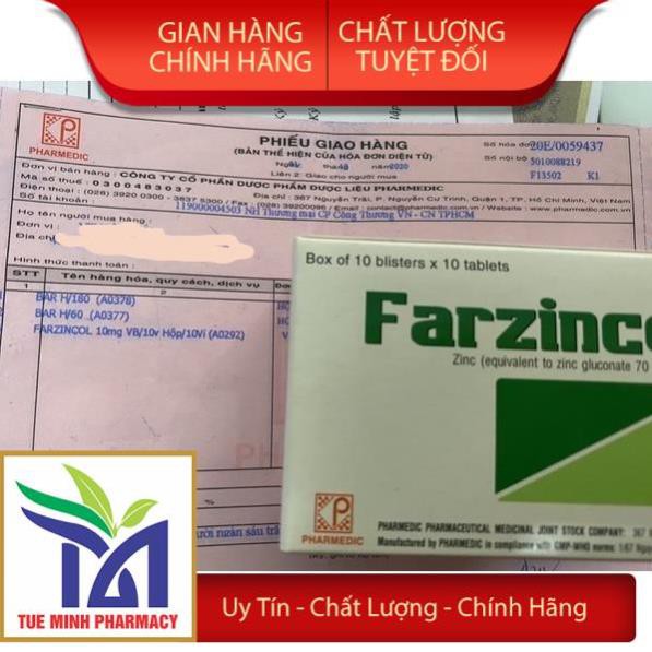 [GIÁ GỐC] Farzincol viên uống bổ sung Kẽm hộp 100 viên