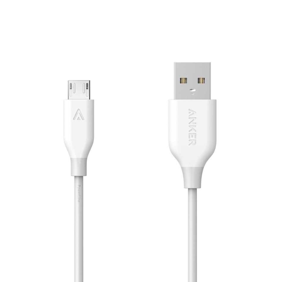 Cáp Anker PowerLine MicroUSB - 3ft/0.9m (Trắng)
