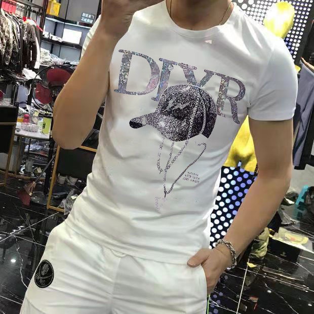 Áo Thun Tay Ngắn Cổ Tròn Dáng Ôm Phong Cách Hàn Quốc Thời Trang Cho Nam