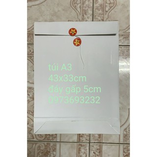 Sét 10 túi Hồ sơ A3 trắng cuốn dây đáy 5cm( 10 túi/  sét)