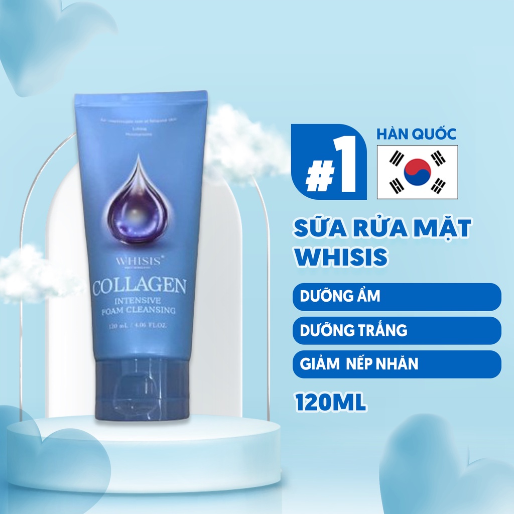 WHISIS Collagen Intensive Foam Cleansing tuýp 120ml Sữa Rửa Mặt Chuyên Sâu  Cung Cấp Collagen Chống Lão Hóa Da 3W121 - Sữa rửa mặt | MỹPhẩm.vn