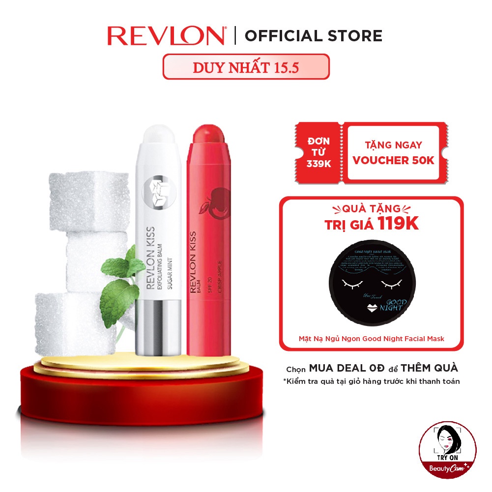 [Combo] Son dưỡng và tẩy tế bào chết trên môi Revlon Kiss Exfoliating Balm + Son dưỡng môi có màu Kiss Balm 2.6g