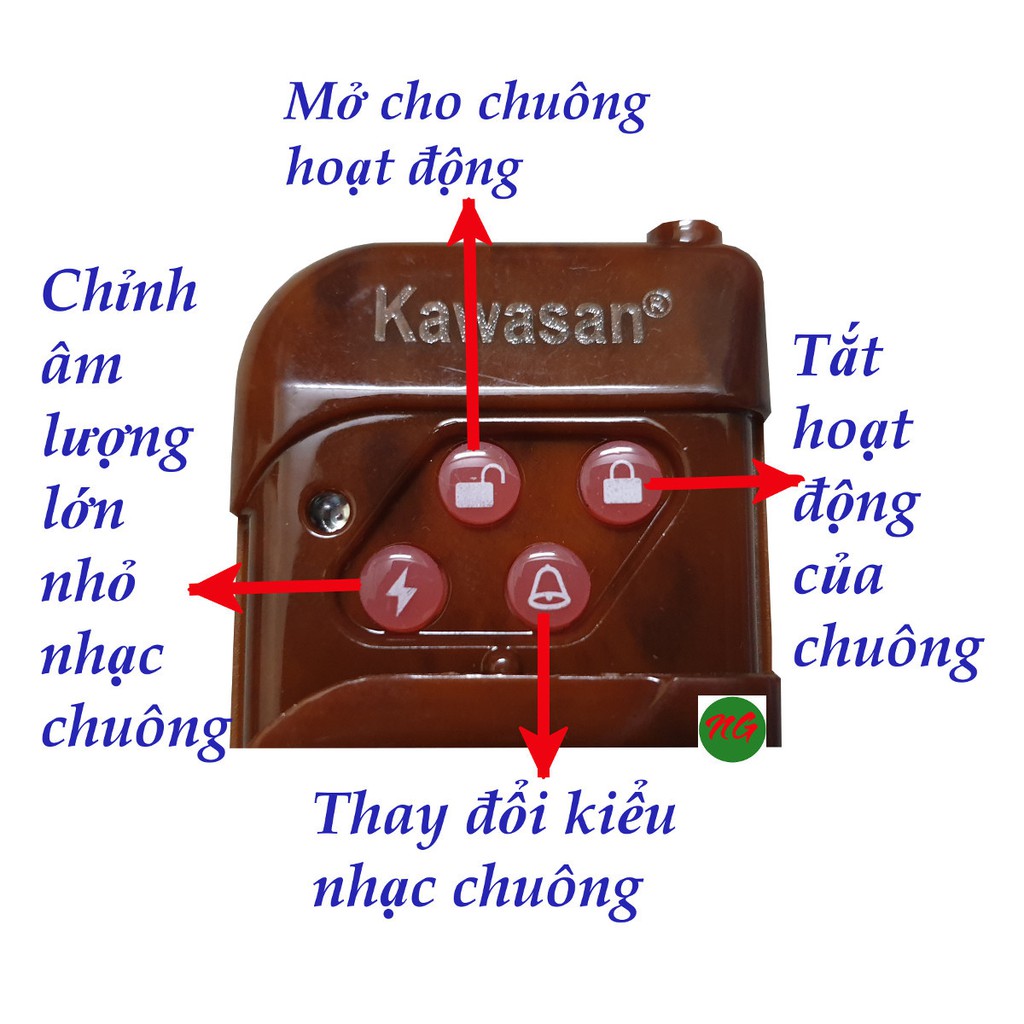 Chuông báo khách báo trộm có Remote điều khiển chuông Kawasan I618A -R - công nghệ cảm ứng hồng ngoại không dây