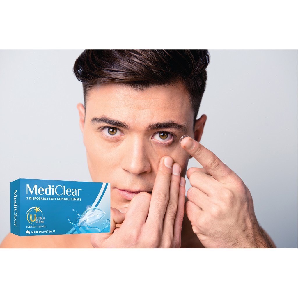 1 lens 3 tháng trắng Mediclear Úc- kính áp tròng không màu cận đến 15.00 độ