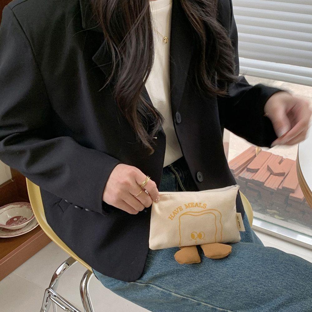 IVORY Túi Canvas Đựng Tiền Xu / Tai Nghe Hình Hamburger Đơn Giản Tiện Lợi Thời Trang