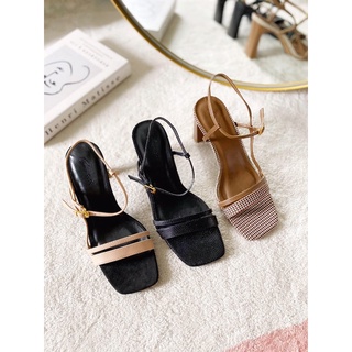 Sandal gót vuông dây mảnh