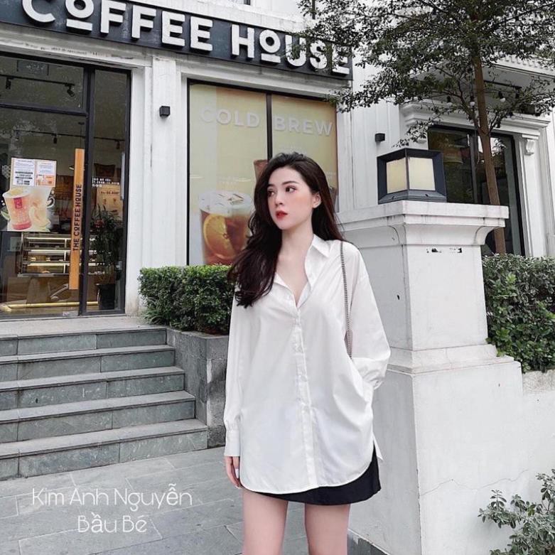 Áo sơ mi trắng thời trang đuôi tôm dành cho nữ, áo sơ mi baisic phong cách Hàn Quốc siêu xinh...  ྇