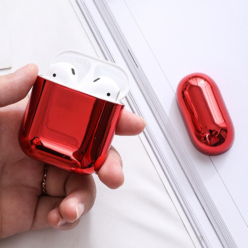 Vỏ Bảo Vệ Hộp Sạc Tai Nghe Airpods 1 2 Bằng PC Mạ Điện Màu Vàng Sang Trọng Chống Rơi
