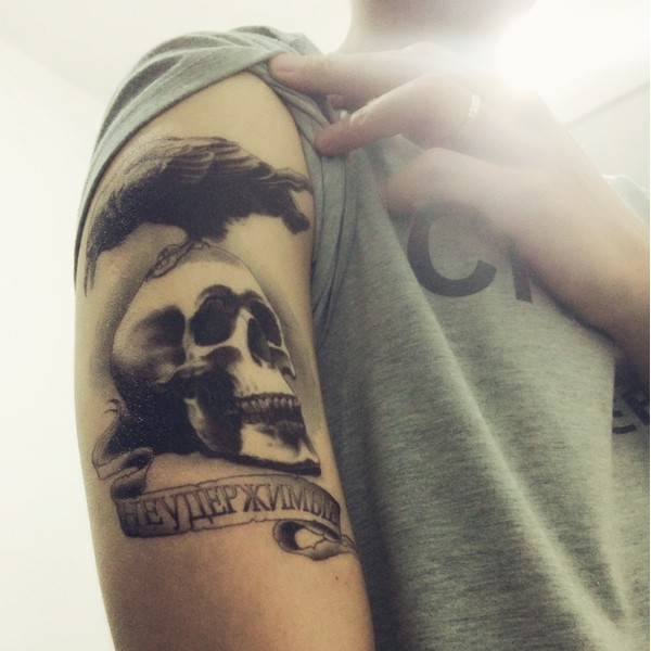 [ SIÊU GIẢM GIÁ TATTOO NAM ] Hình xăm dán tatoo chim đầu lâu - miếng dán hình xăm đẹp dành cho nam