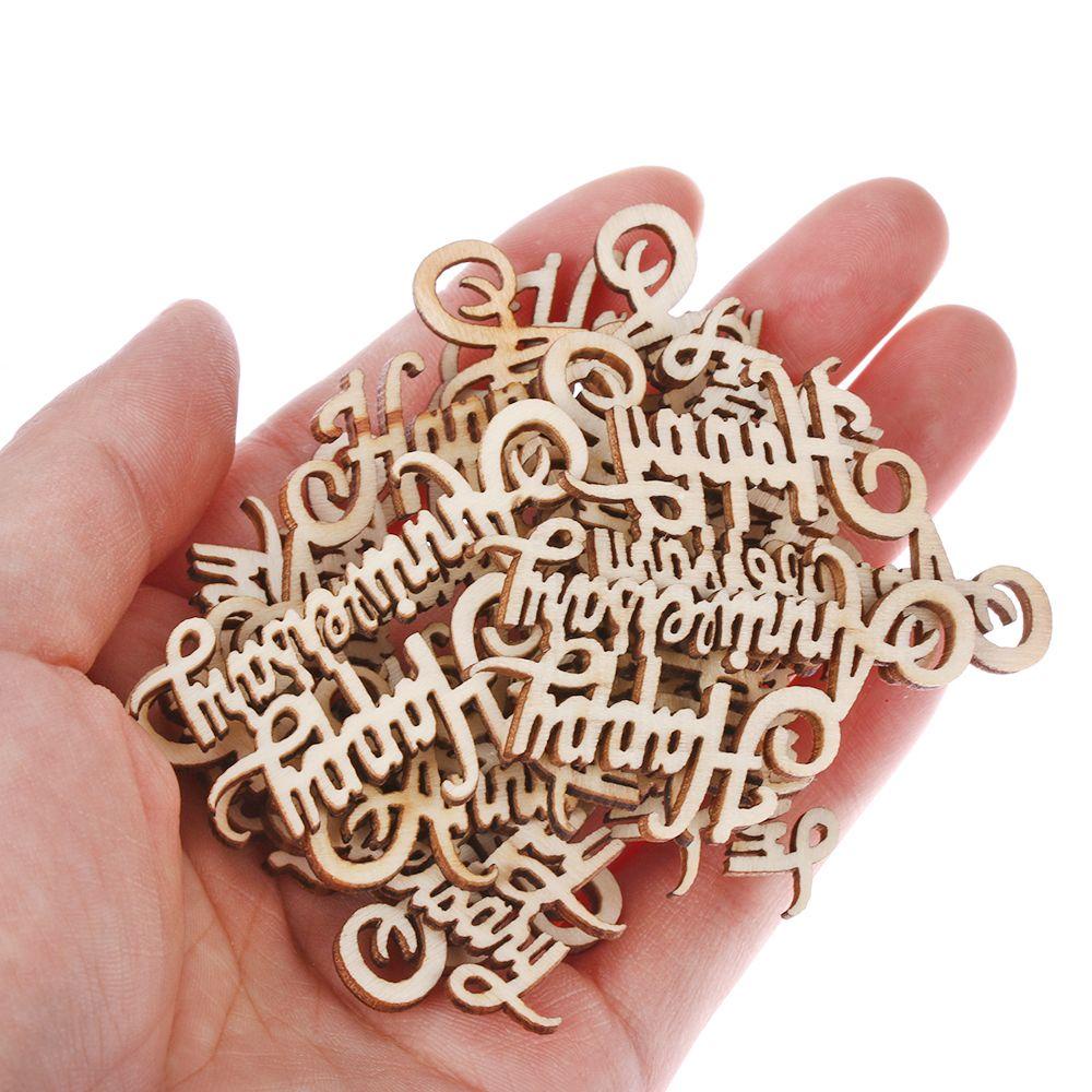 ESPO Bộ 15 Miếng Gỗ Trang Trí Nhà Cửa In Chữ Cut Laser