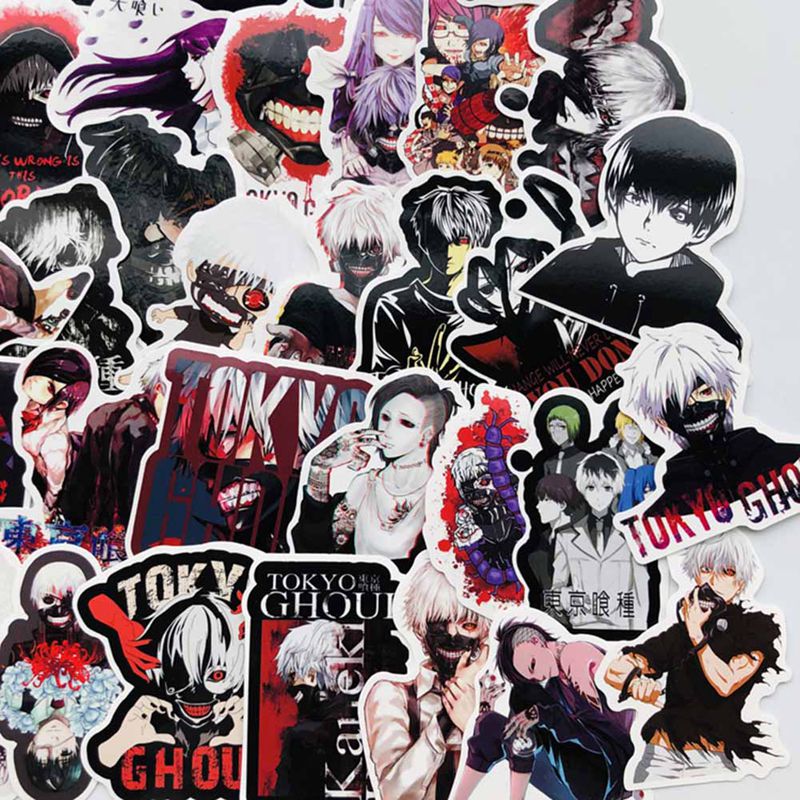Bộ 50 Miếng Dán Trang Trí Hình Nhân Vật Anime Tokyo Ghoul