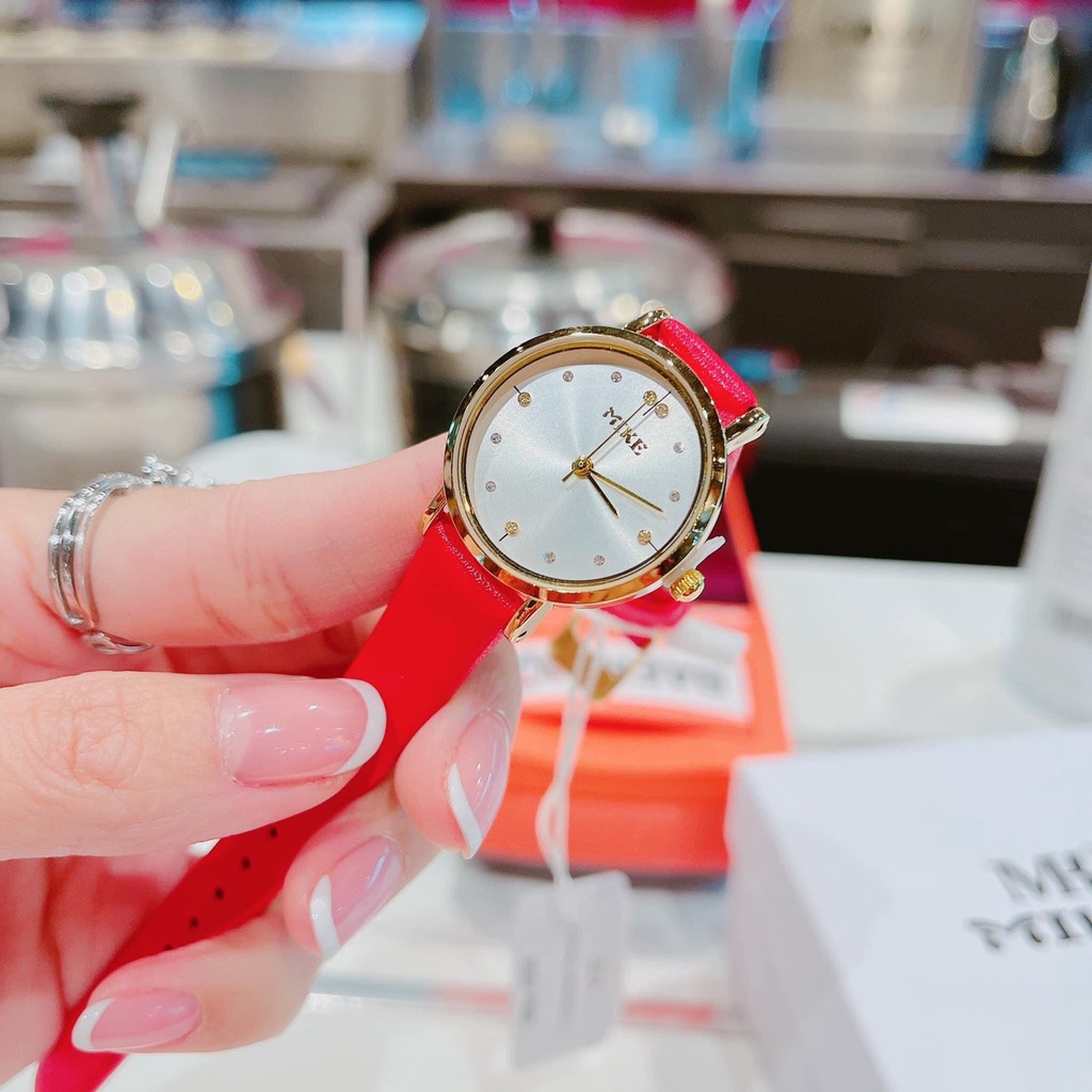 Đồng hồ nữ Mike dây da mặt tròn chính hãng, hàng full box, chống nước chống xước