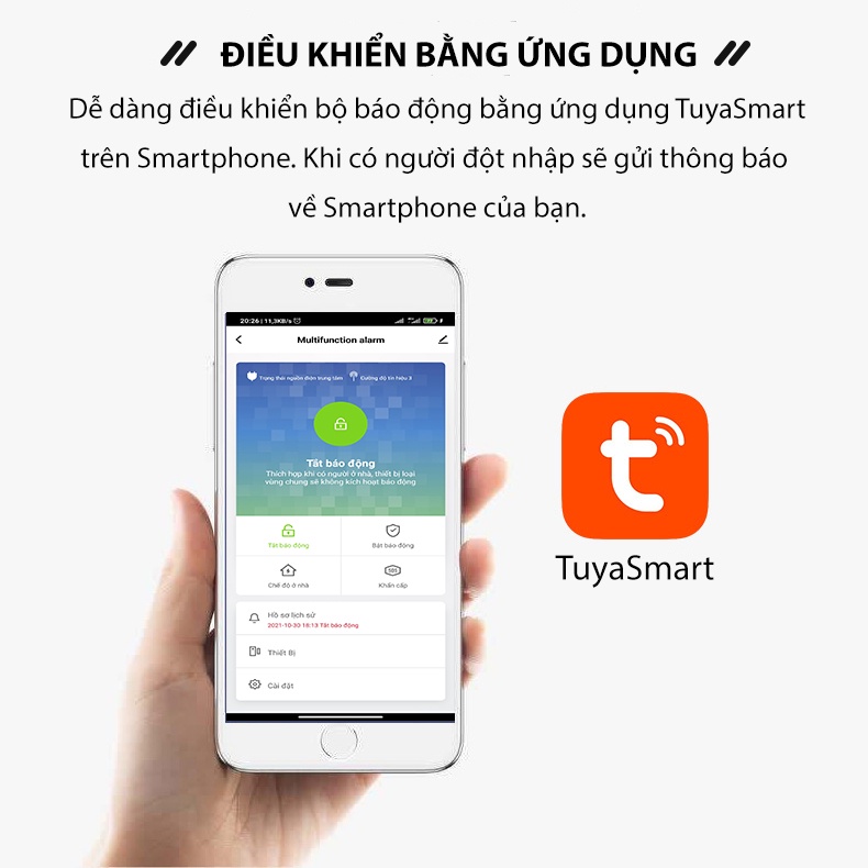 Bộ Báo Động Chống Trộm Wifi Sim GSM Tuya có dây và không dây (Bản tiếng việt)