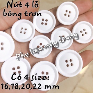Nút 4 lỗ trắng - đen nhám
