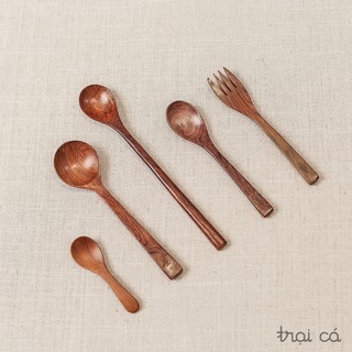 Thìa gỗ oval nhỏ (14cm) gỗ trắc / gỗ beech, thìa thủ công tinh xảo, bền đẹp, an toàn cho sức khỏe khi dùng hàng ngày