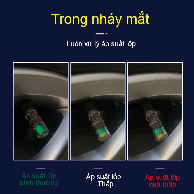 【4 Pcs】Car tire pressure monitor, car tire detection warning cap, valve warning cap, tire pressure gauge