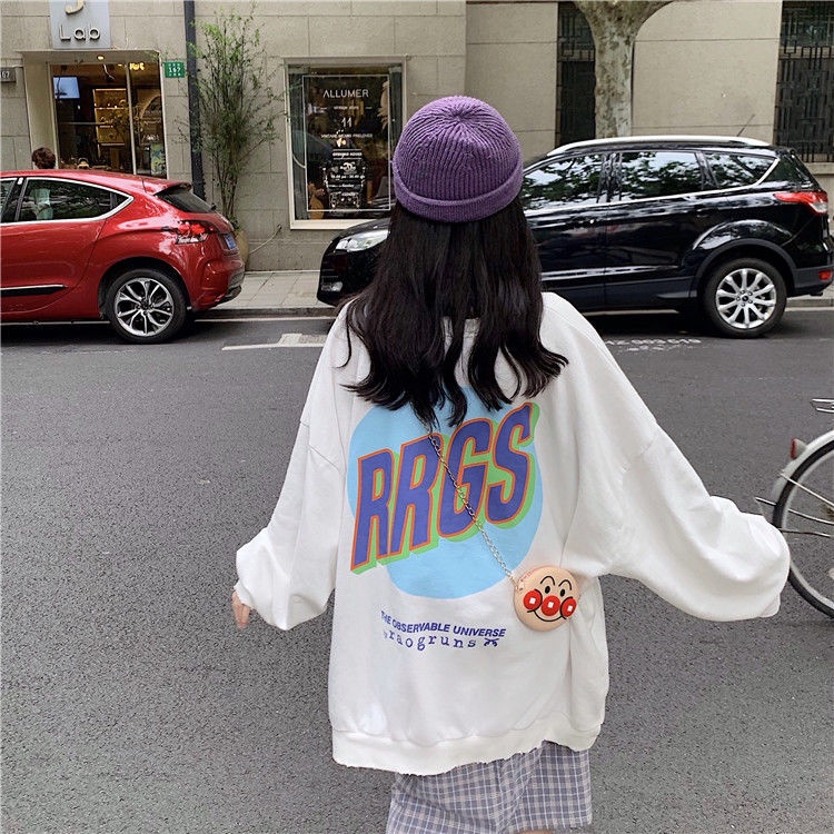 COZOK Áo sweater tay dài form rộng phong cách Hàn Quốc
