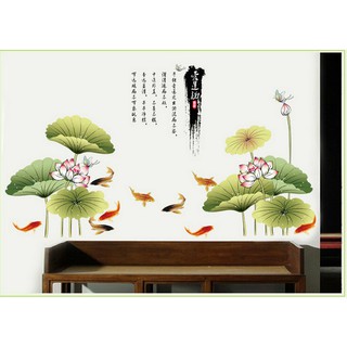 Decal dán tường decal trang trí Đầm sen 3 PK186