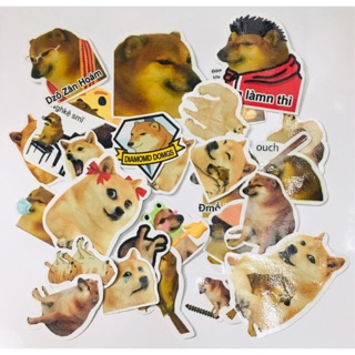 Ảnh Sticker cheems 30 cái ép lụa khác nhau , Sticker hình chó cheems ép lụa