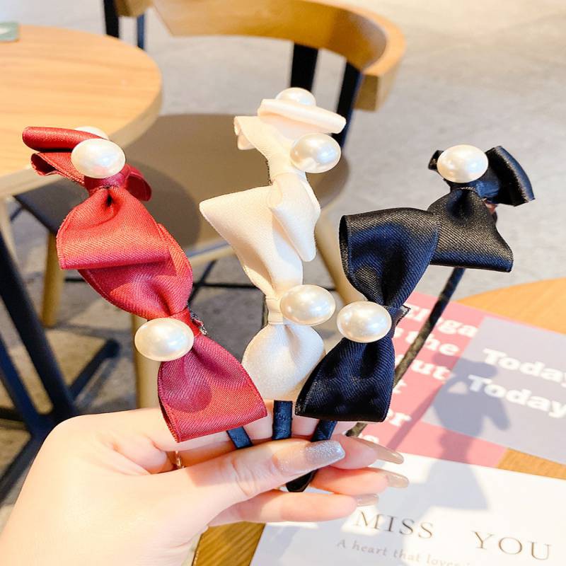 Băng Đô Cài Tóc Hình Bướm Đính Ngọc Trai Đa Chức Năng