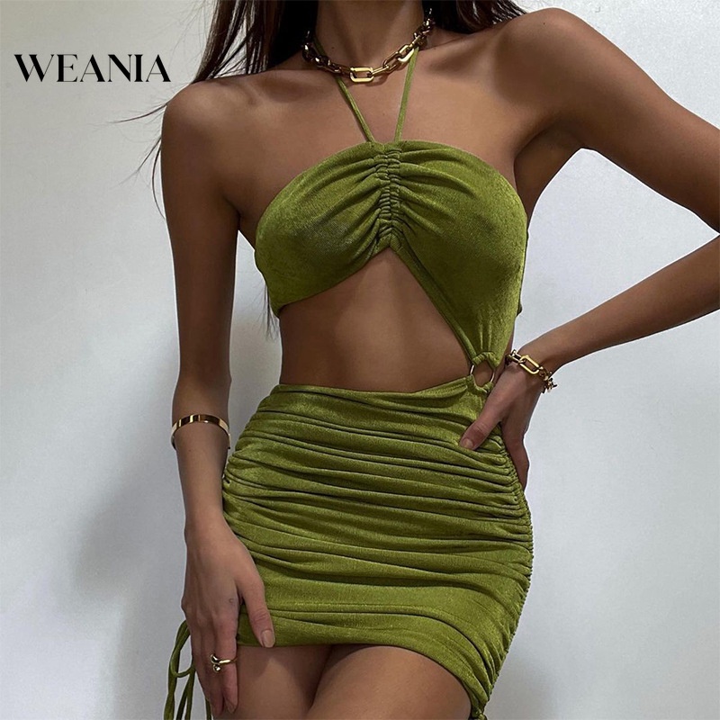 Đầm Dây Rút Hở Lưng Phong Cách Quyến Rũ Cho Nữ