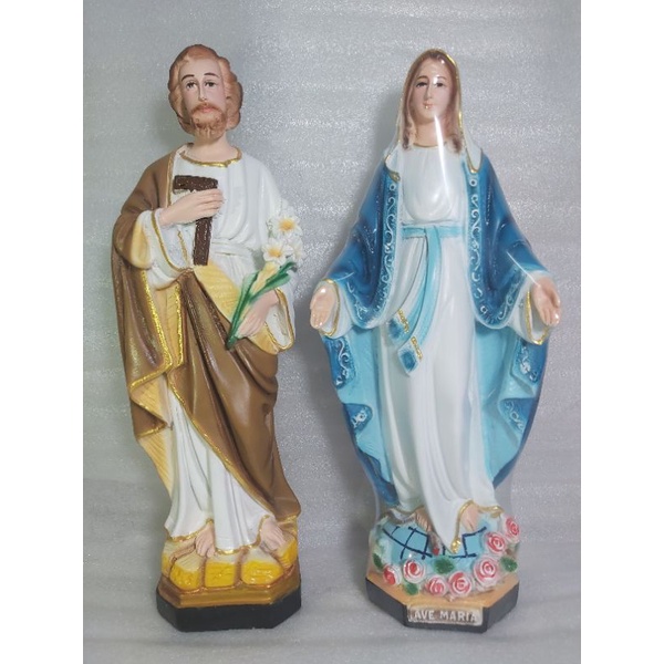 Tượng công giáo -  Tượng Thánh Giuse và Đức Mẹ Ban Ơn cao 30cm