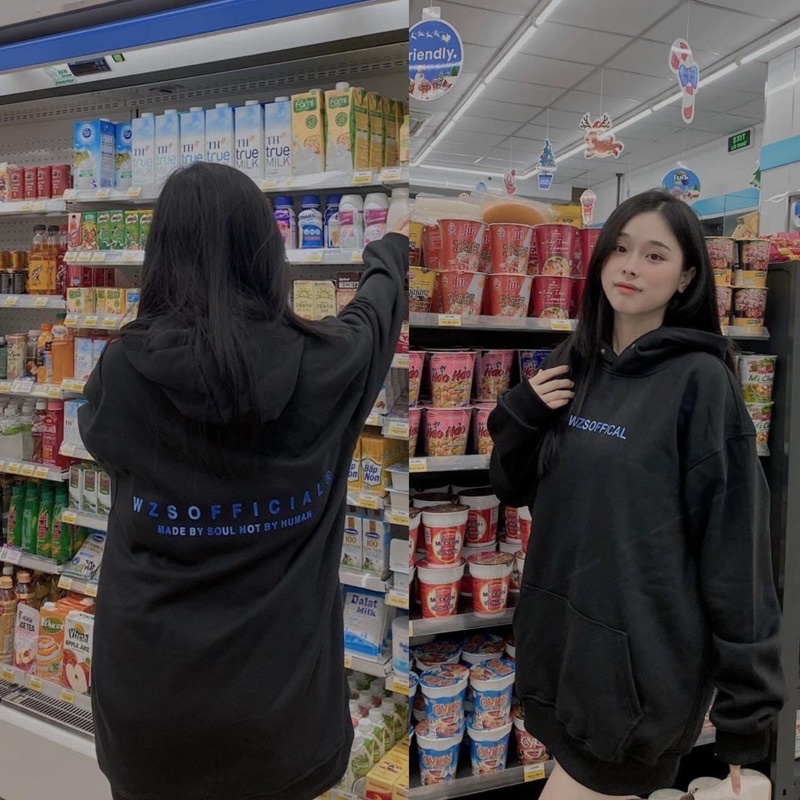 áo Hoodie nỉ WZSOFF màu đen xám unisex ảnh thật SSSTore ( nam nữ mặc đều được ) | BigBuy360 - bigbuy360.vn