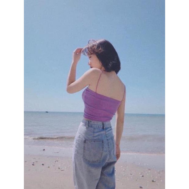 Áo Hai Dây Nữ Croptop Basic Trơn Đơn Giản Mặc Lót Trắng Đen Nhiều Màu DRACR20