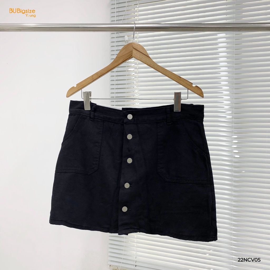 Chân váy jean cúc giữa BIGSIZE (55kg đến 95kg) - 22NCV05 - [BU Bigsize Young]