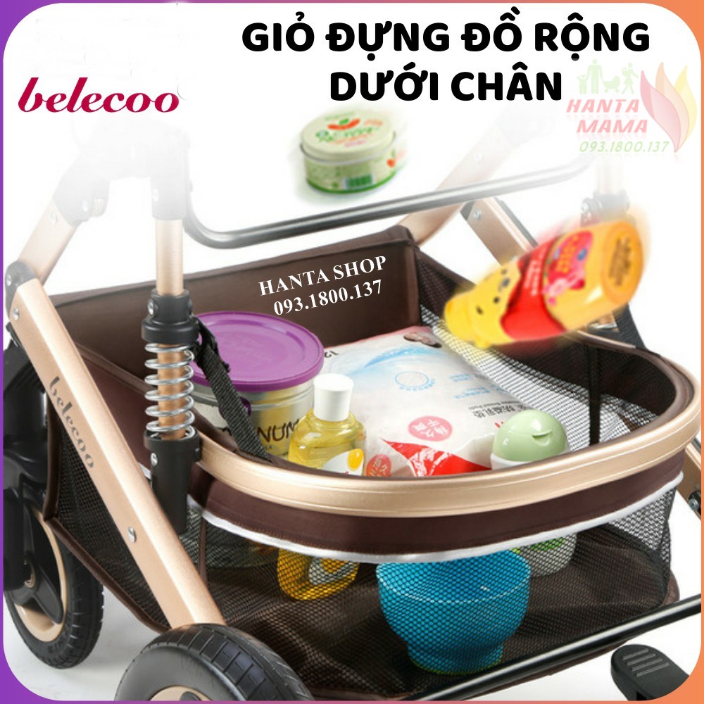 Xe đẩy cho bé BELECOO, xe nôi gấp gọn 2 chiều có mái che cho bé từ sơ sinh-3 tuổi chịu lực 25kg