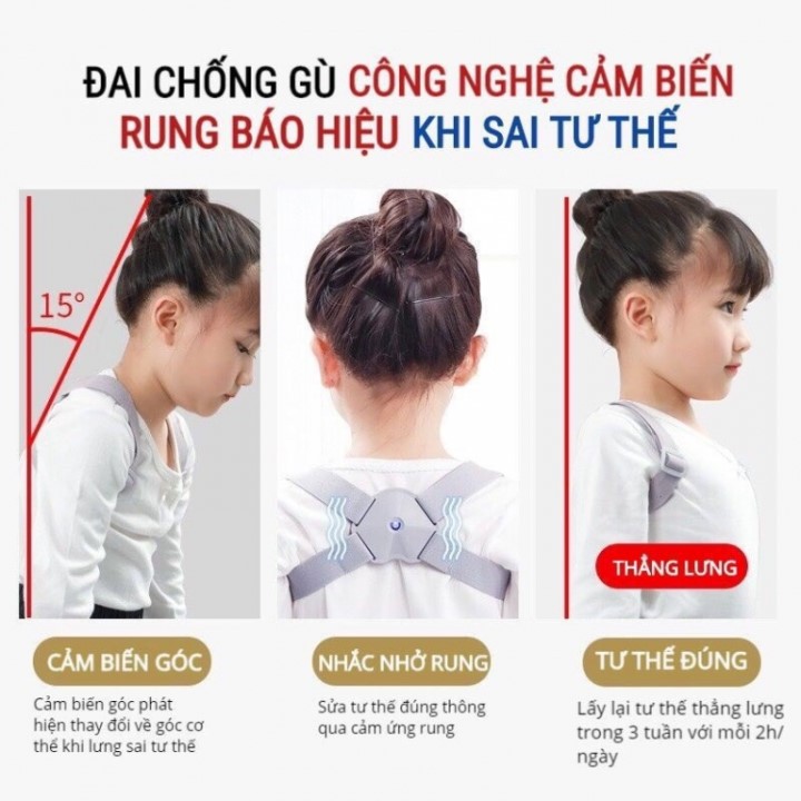 ✅ Đai chống gù lưng cảm biến rung thông minh công nghệ Nhật Bản - Thiết bị đeo điện tử chống gù lưng cho trẻ em