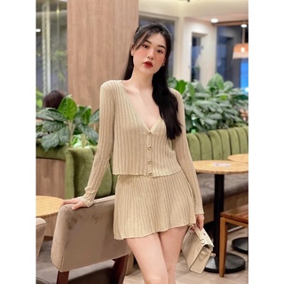 Set áo len tăm be cổ tim hàng chuẩn l1