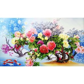 Tranh đính Full đá 5D. Tranh hoa mẫu đơn.