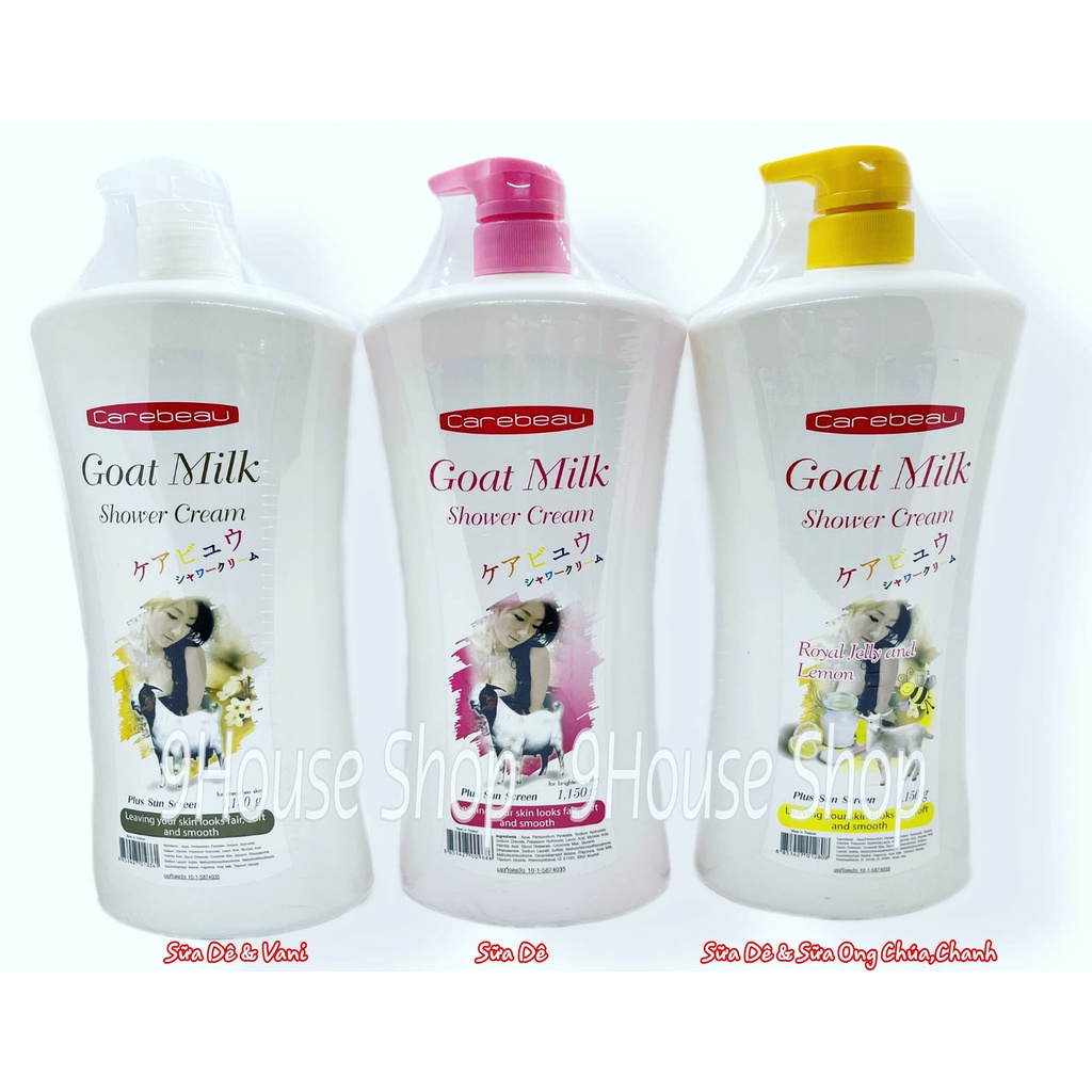 01 Chai Sữa Tắm Sữa Dê Trắng Da Dưỡng Ẩm Goat Milk Carebeau Thái Lan 1150gram