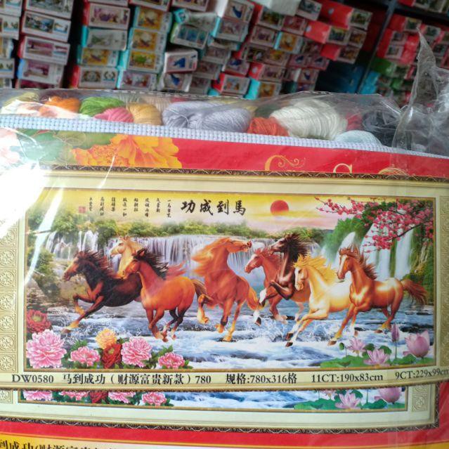 Tranh thêu chữ thập mã đáo thành công tuyệt đẹp kt 229*99cm hình thật