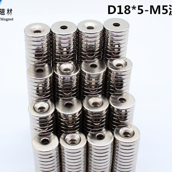 Nam Châm 18x5 M5 lỗ tròn 5mm cho túi xách balo