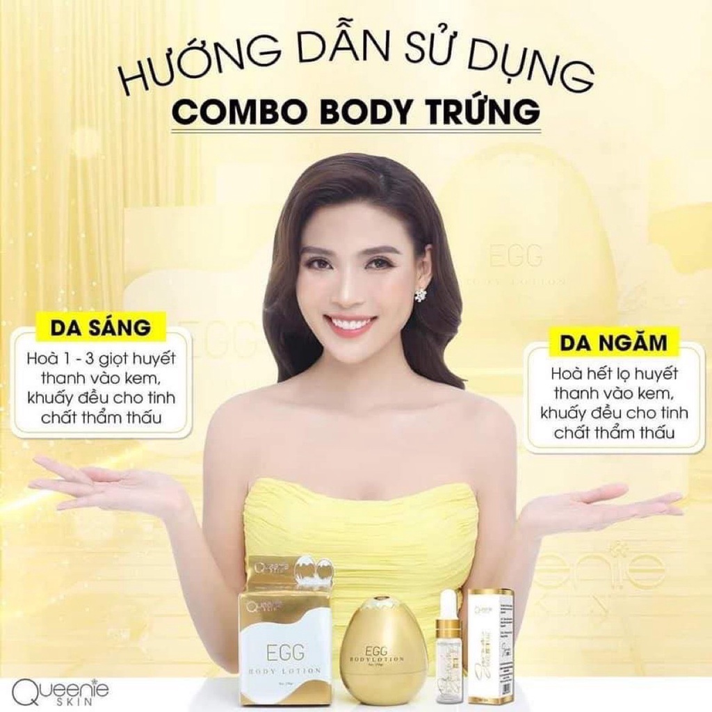 [Tặng 2 Phần Quà] Kem Body Trứng Vàng 2 Lòng Queenie Skin 2024 - Kem Trứng Vàng Queenie Skin
