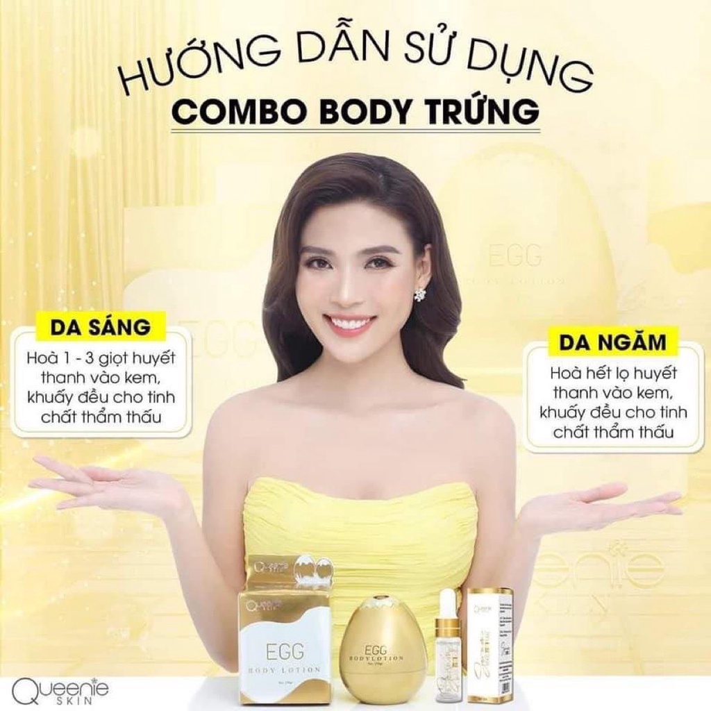 [Chính Hãng + Tặng Tắm Trắng Trứng] Kem Body Trứng Vàng Queenie Skin - Kem Body Trứng 2024 - Kem Trứng Vàng Queenie Skin