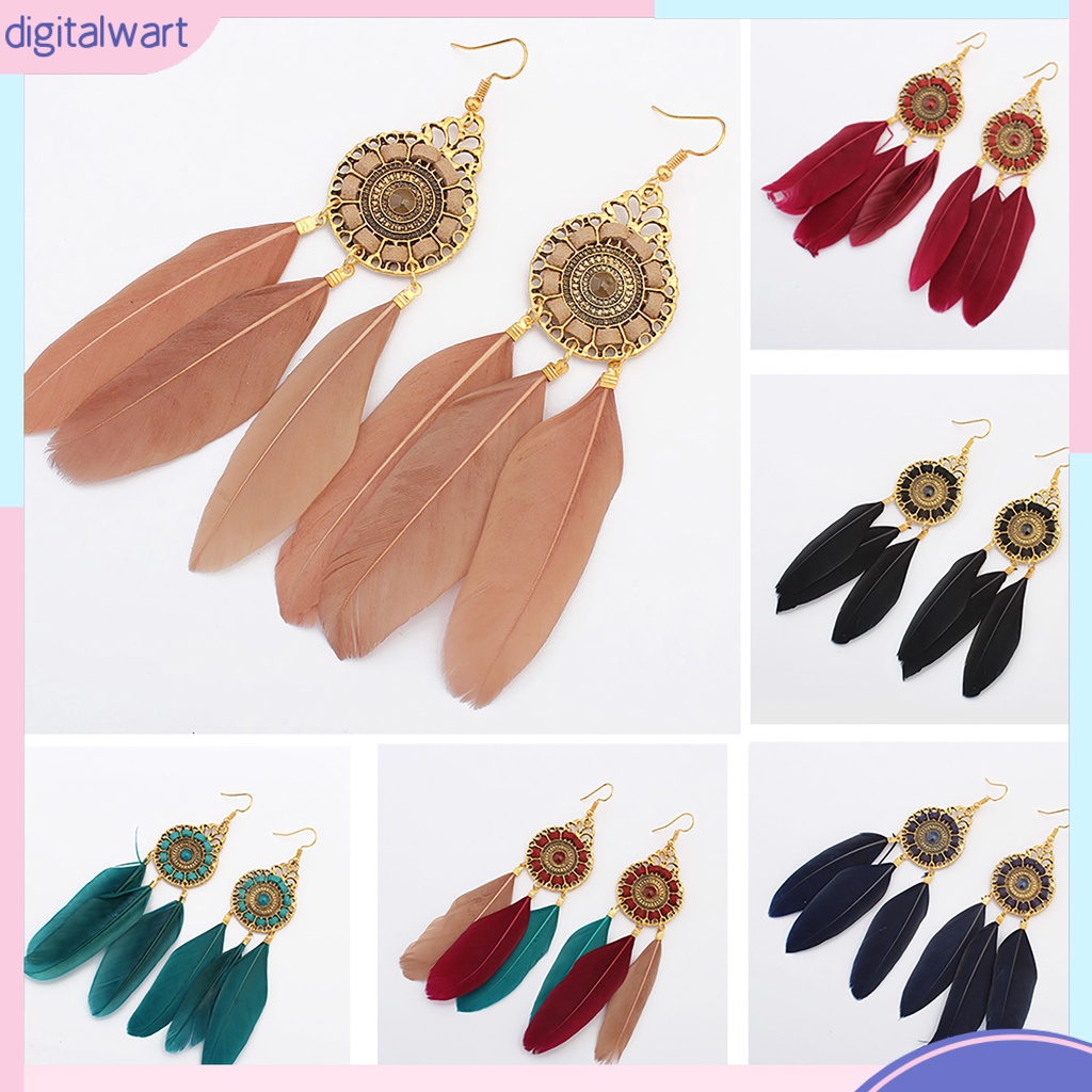Đôi bông tai họa tiết lông vũ kiểu dáng vintage cho nữ