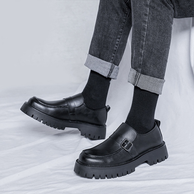 Giày Chunky Loafers đế đúc 4,5cm cao cấp, Giày da nam HOMME tăng chiều cao 8051-R