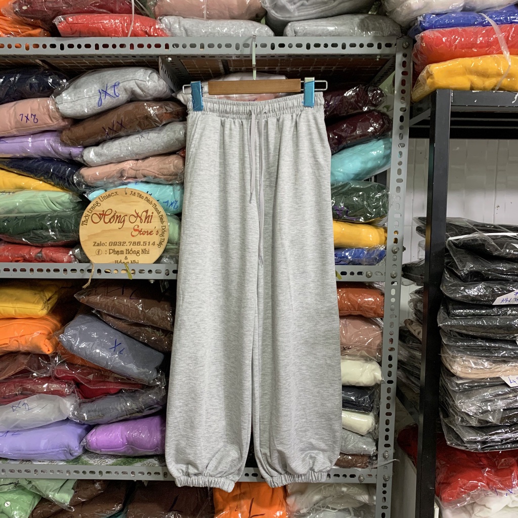 Quần Jogger Basic Pant Ulzzang Unisex Jogger Trơn Bo Lai Màu Xám - MM