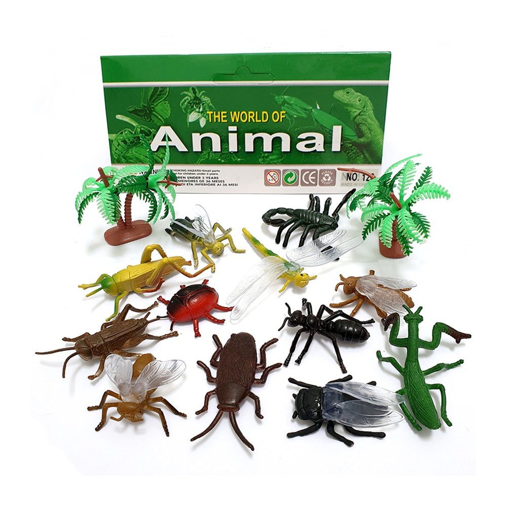 Bộ đồ chơi mô hình Côn Trùng bằng nhựa New4all Animal World cho bé khám phá thế giới động vật tặng 4 cá vàng sống động