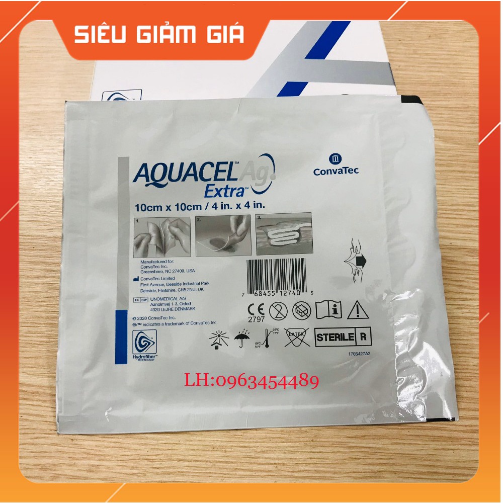 Gạc vết thương Aquacel Ag Extra ConvaTec USA ( Hộp 10 miếng )