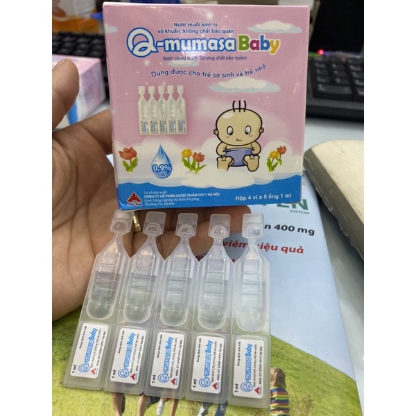 Nước muối sinh lý vô khuẩn Q - mumasa Baby, dạng tép ống 1ml