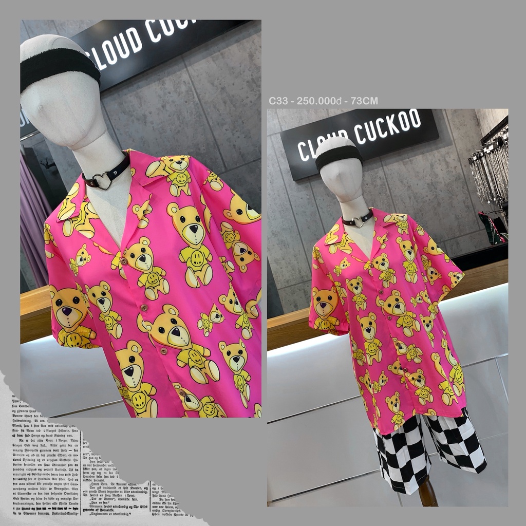 Áo Sơ Mi Cổ Vest Hình Chú Gấu - Mã Số: C33